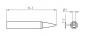 Preview: The image displays a technical drawing of a part. It has an elongated shape with a pointed tip. At one point, the diameter and dimensions are specified: 16.3 mm, Ø1 mm, and 0.3 mm.