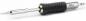 Preview: The image shows a soldering iron. It has a long, slim handle with non-slip rubber grooves and a metallic tip used for soldering. The handle is gray and black.