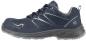 Preview: The shoe is a dark blue, lightweight sports shoe with gray accents. It features a textured upper, a grippy sole, and is lace-up. Ideal for athletic activities.