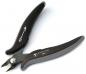Preview: The image shows a sharp pair of pliers with black handles and a silver pivot. The blades are small and pointed, ideal for precise cutting of materials. The pliers are lying open.