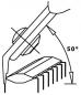 Preview: The image shows a pair of pliers positioned at an angle over an object. The angle is 50 degrees. There is a dashed line that marks the distance and the measurement.