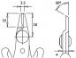 Preview: The image displays technical drawings of a part. On the left is the front view, on the right the side view. Dimensions are provided: width 3.5 mm, height 18 mm, and a 60° angle.