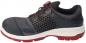 Preview: The shoe is sporty and modern, in black with gray and red accents. It has a breathable surface, a non-slip sole, and a convenient toggle lacing closure.