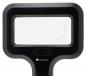 Preview: The image shows a black magnifying glass with a rectangular lens and two buttons below it. The top edge is rounded, and the bottom has a wide, ergonomic shape.