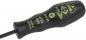 Preview: The image shows a black screwdriver with a non-slip grip and a Phillips head. The handle is marked with green lettering that indicates the model and origin.