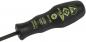 Preview: The image shows a screwdriver with a black, rubberized handle. The handle has green lettering and symbols. The blade is black and slim, ideal for precise tasks.