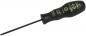 Preview: The image shows a small hex key screwdriver with a black, ergonomic handle and green labeling. The blade is long and thin, ideal for precise tasks.