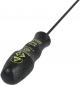 Preview: The image shows a black screwdriver with an ergonomic handle and a long, thin blade. There are green markings on the handle. Ideal for precision work.