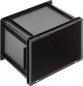 Preview: Es handelt sich um eine schwarze, rechteckige Kunststoffbox ohne Deckel. Die Vorderseite ist offen, und an einer Seite befindet sich ein kleiner Schlitz. Die Box hat eine glatte Oberfläche.