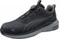 Preview: The shoe is a sporty sneaker in black with gray accents. It has a breathable upper and a comfortable sole. A quick lacing system makes it easy to put on.