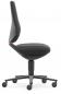 Preview: The office chair has an ergonomic, simple shape. The seat is black with a gentle padding. The backrest is slightly curved. It stands on a five-spoke base with casters.