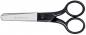 Preview: The image displays a pair of scissors with a shiny, narrow blade and black, round handles. The blade features a distinctive manufacturer's imprint.