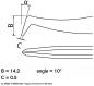 Preview: The image displays technical drawings of an object with dimensions. It includes lines depicting a sharp part, as well as measurements for B (14.2 mm) and C (0.5 mm). The angle is 10°.