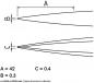 Preview: The image displays technical drawings of two objects with lines. At the top, dimensions A and B are indicated, and at the bottom, dimension C. The dimensions are given in millimeters: A=42, B=0.3, C=0.4.