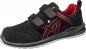 Preview: The shoe is black with red accents. It has two Velcro straps and a sporty look. The sole is non-slip, and the insole is red and breathable.