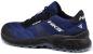 Preview: The shoe is a sporty, blue trail runner with reflective details and a sturdy, rubberized sole. It provides good grip and is suitable for uneven terrain.