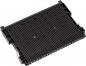 Preview: The image displays a black, rectangular component with many vertical grooves. There are brackets on the sides. It appears to be a technical part, possibly for electronic devices.