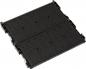 Preview: The image depicts a black palette with a textured surface and several round protrusions. It has small indentations on the sides for gripping.