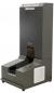 Preview: The image shows an automatic shoe cleaning machine made of dark metal. At the top, there is a narrow slot, and below it is a wider area with a brush. On the side, there is a control button and a vent.