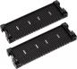 Preview: The image displays two parallel black aluminum heat sinks with horizontal grooves and side mounts. They are designed for dissipating heat from electronic components.