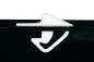 Preview: The image shows a white plastic cap positioned on a black part. The cap has a curved shape with a hook and a flat, pointed side.