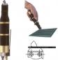 Preview: The image shows a black and gold tool that looks like a pen and is being held by a hand. It is used to create patterns on a green material. Below it is a technical drawing.