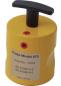 Preview: The image displays a yellow, cylindrical device with a handle on top. On the front, there are two round dots in red and black, as well as a label with the model number and specifications.