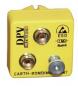 Preview: The image shows a yellow electronic device with two round sockets and a screw. It is used for grounding and has the labels "DPV Elektronik" and "ESD".