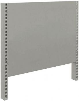 The image displays a gray, rectangular wall panel with no distinctive patterns. It is mounted on two vertical supports that are perforated to allow for installation.
