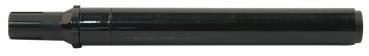 The picture shows a long, slim black marker. It has a round tip and a closed cap. The surface is smooth with few visible details.