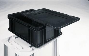 Scharnierdeckel 400 x 300 mm, 2 Drehverschlüsse, ESD für Eurobehälter WEZ