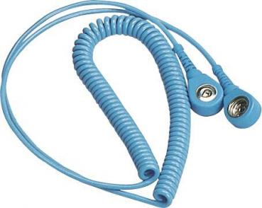 The image shows a few blue, spiral cables with two round connectors at one end. The cables are flexible and curve gracefully.