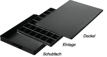 The image shows a black plastic plate with 100 rectangular indentations, arranged in 10 rows and 10 columns. The indentations are uniform and have clear contours.