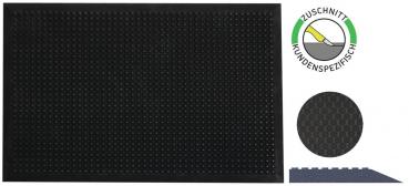 The image shows a black matte surface with small, raised dots. Next to the mat, there is a symbol indicating custom cuts.