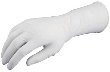 The image shows a white, rubberized hand held in an open position. The hand has five fingers and is designed to be slim, typical for a glove.
