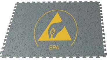 The image shows a gray mat with a yellow symbol. In the center, there is a triangle depicting a hand and a foot. Below it, "EPA" is written in uppercase letters.