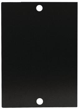 The image shows a black rectangular area with two round holes, one at the top and one at the bottom. The surface is smooth and even.