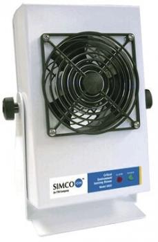 The image shows a white fan with a large, round grille at the front. It has a rotary knob on the side and a small display below, which may indicate the operational status.
