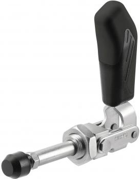 The image shows a lever with a black handle and a silver metal body. The lever is mechanically operated and has a cylindrical pin at one end.