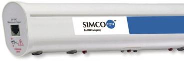The image displays a simple, elongated device in white with a blue stripe and a logo ?SIMCO ION?. It features several small buttons and a connection on one side.