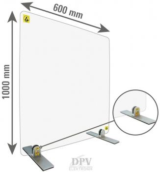 Hygieneschutzwand ESD aus PC 120 ESD Polycarbonat, gross
