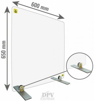 Hygieneschutzwand ESD aus PC 120 ESD Polycarbonat, klein