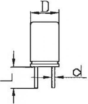 The image displays a technical drawing of a cylindrical component with two connections at the bottom end, and the labels "D" for diameter and "d" for another dimension.