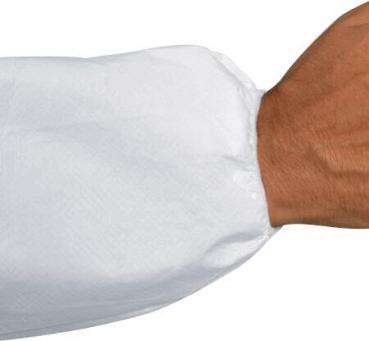 The image shows an arm wrapped up to the wrist with a white, elastic protective cover. The hand is in a neutral position.