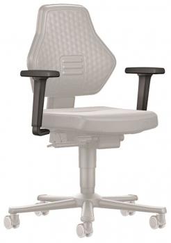 The office chair has an ergonomic shape with a padded seat and a quilted back. It stands on five casters and has two armrests. The base is stable and swivels.
