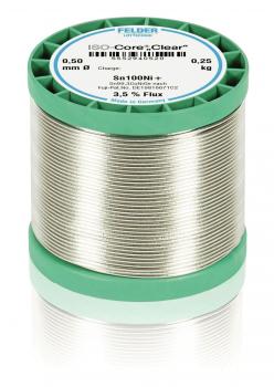 The image shows a round coil with silver wire. The coil has a green lid and a green bottom. The lid displays the product name as well as technical information in black lettering.