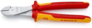 The image shows a red and yellow pliers with flat, sharp gripping surfaces. The handle is ergonomically designed and has an insulated surface. It is used for cutting wires.
