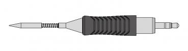 The image shows a narrow, elongated object with a non-slip rubberized surface and two tips: one pointed and one flat. The body has a straight shape.