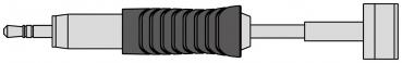 The image shows a long, cylindrical object with a slightly thicker, ribbed section in the middle and a flat end. A small tip is located at one end. It could be a plug.