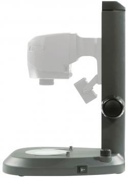 The image shows a medical device for eye examination, consisting of a sturdy base, a vertical arm, and a head that can be adjusted for examination.